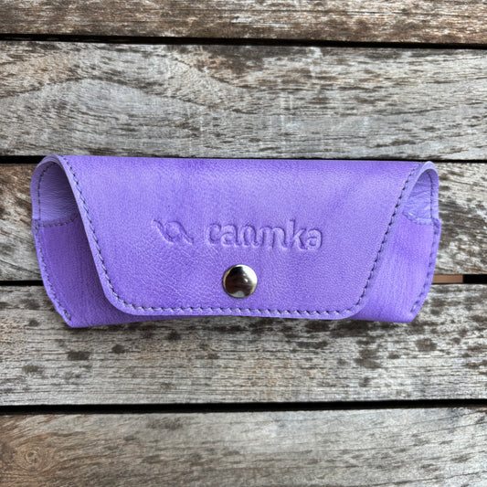 Estuche para gafas 100% de piel en color: "Lila" · Pieza única núm. 18586