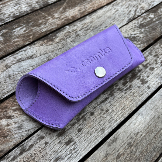 Estuche para gafas 100% de piel en color: "Lila" · Pieza única núm. 18586