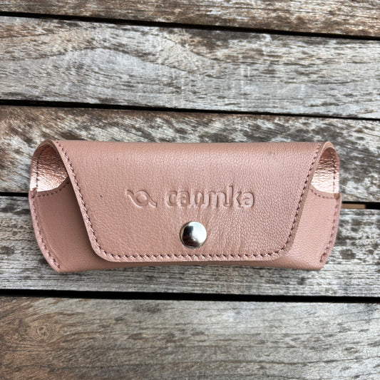 Estuche para gafas 100% de piel en color: "Rosa Nude" · Pieza exclusiva núm. 18584