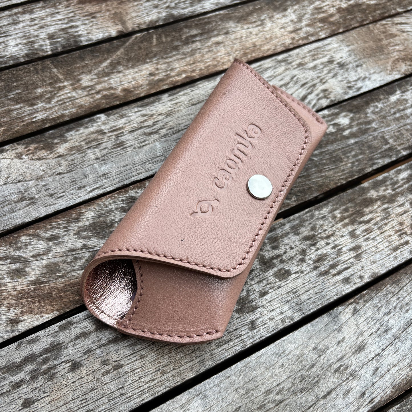 Estuche para gafas 100% de piel en color: "Rosa Nude" · Pieza exclusiva núm. 18584