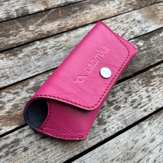 Estuche para gafas 100% de piel en color: "Fucsia" · Pieza exclusiva núm. 18582