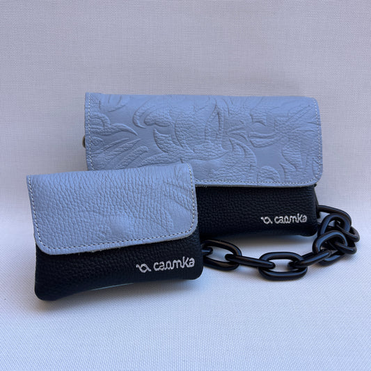 PACK: Monedero + Riñonera multifunción ELEGANT NANO "Sky" · Piel - Cuero · Pieza Exclusiva Núm. 15225