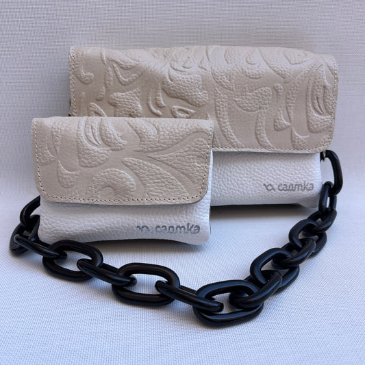 PACK: Monedero + Riñonera multifunción ELEGANT NANO "Beige" · Piel - Cuero · Pieza Exclusiva Núm. 15227