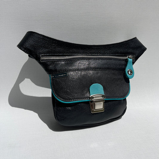 Mini Black &amp; Silver Natural BioCuir® Leather Exclusive Piece No. 11759