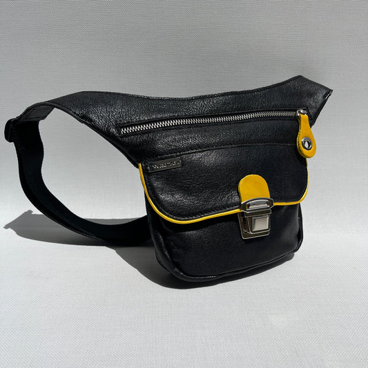 Mini Black &amp; Silver Natural BioCuir® Leather Exclusive Piece No. 11759