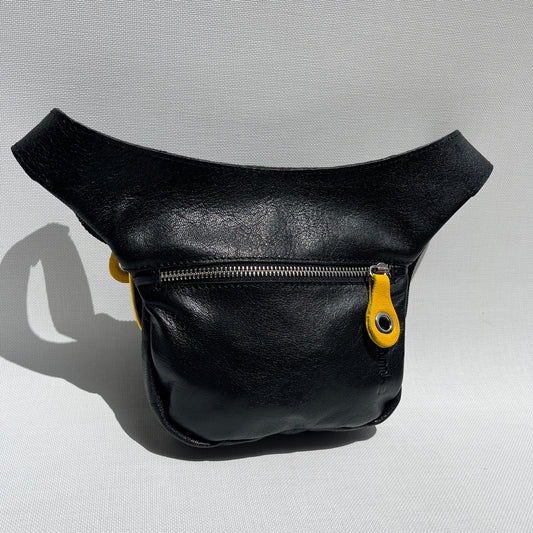 Mini Black &amp; Silver Natural BioCuir® Leather Exclusive Piece No. 11759