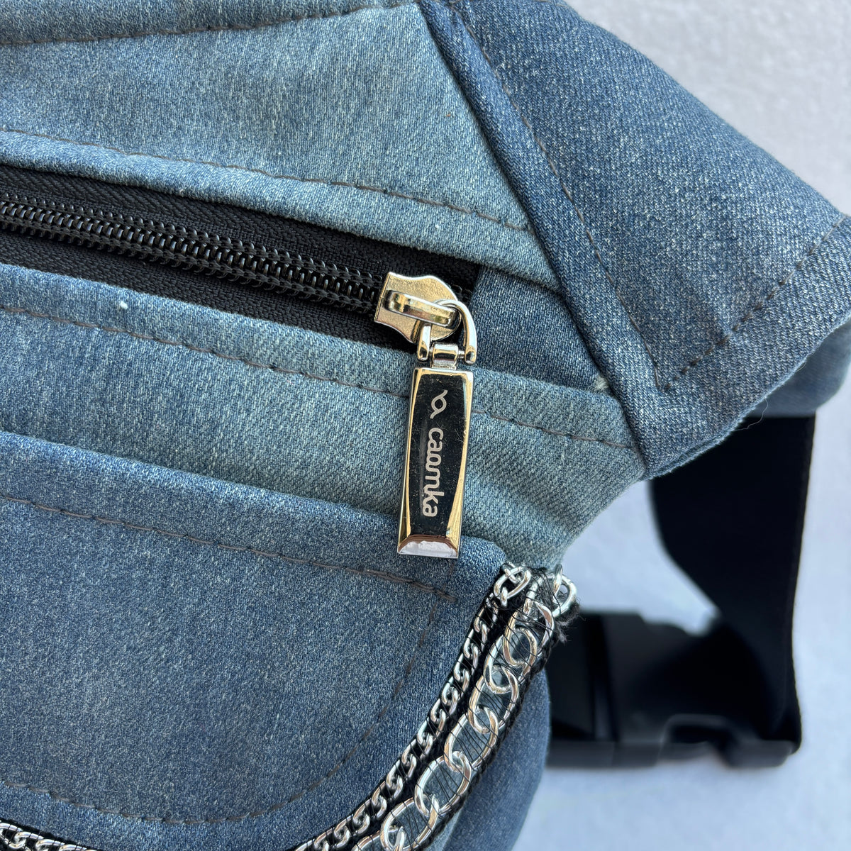 Riñonera "Special Silver Blue" ♻️ Jeans Recycled ♻️ + Bolsillo trasero · Pieza Única Núm. 19539