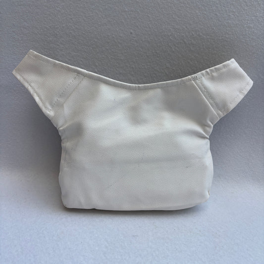 (-25% TARA) Riñonera Original "Elegant White & Brown Top" · Polipiel · Pieza Única Núm. 19513