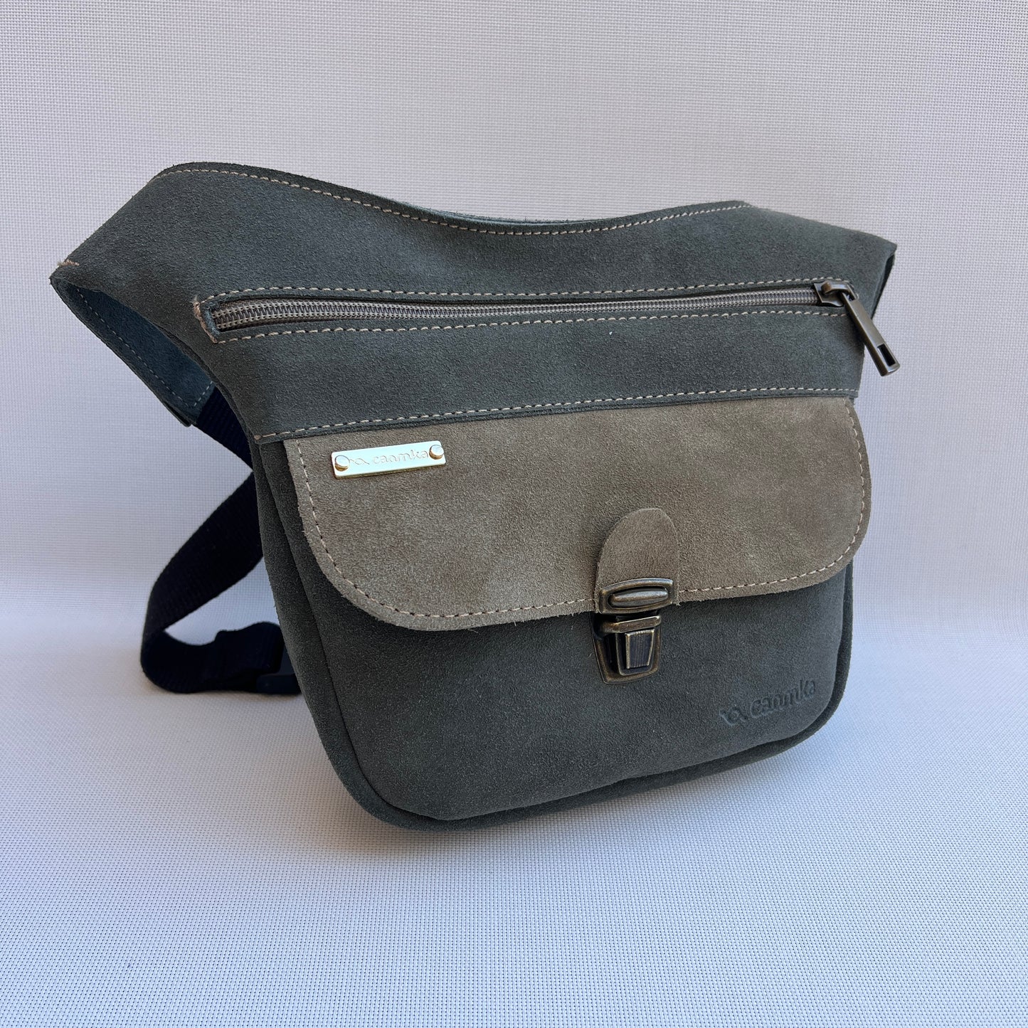 Riñonera "Mini Green & Kaki" · Piel Serraje · Pieza Exclusiva Núm. 14749