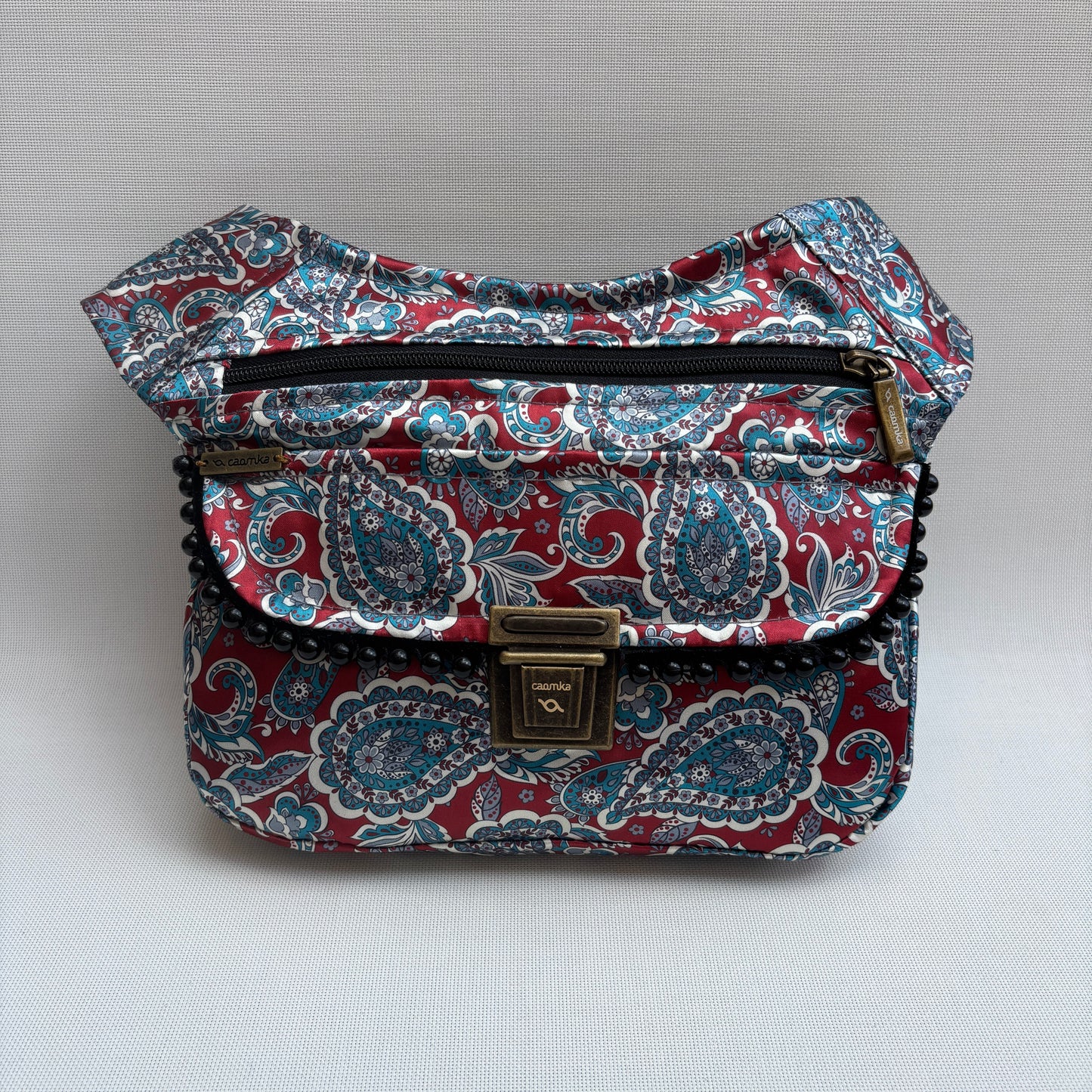 Riñonera "Soft Paisley Bordeaux" + Bolsillo trasero · Pieza Única Núm. 18085