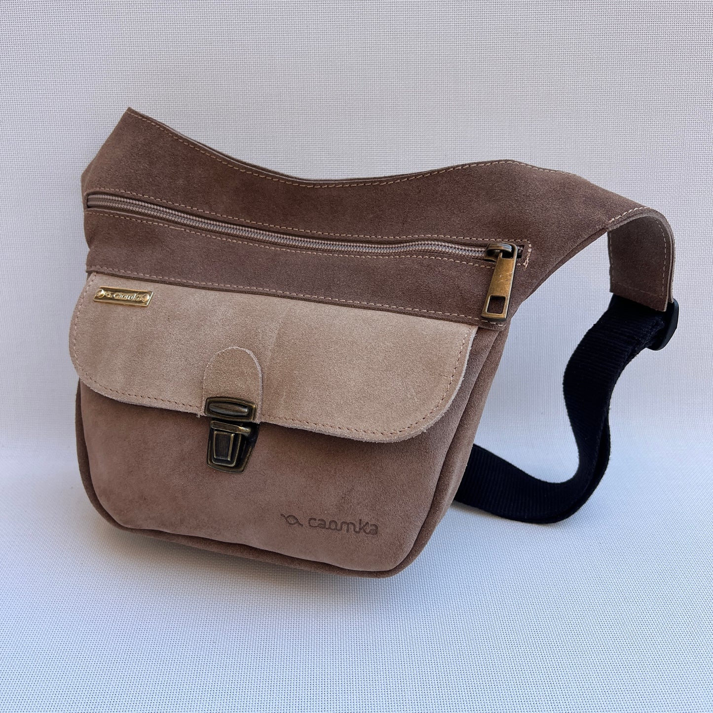 Riñonera "Mini Brown & Beige" · Piel Serraje · Pieza Exclusiva Núm. 14749