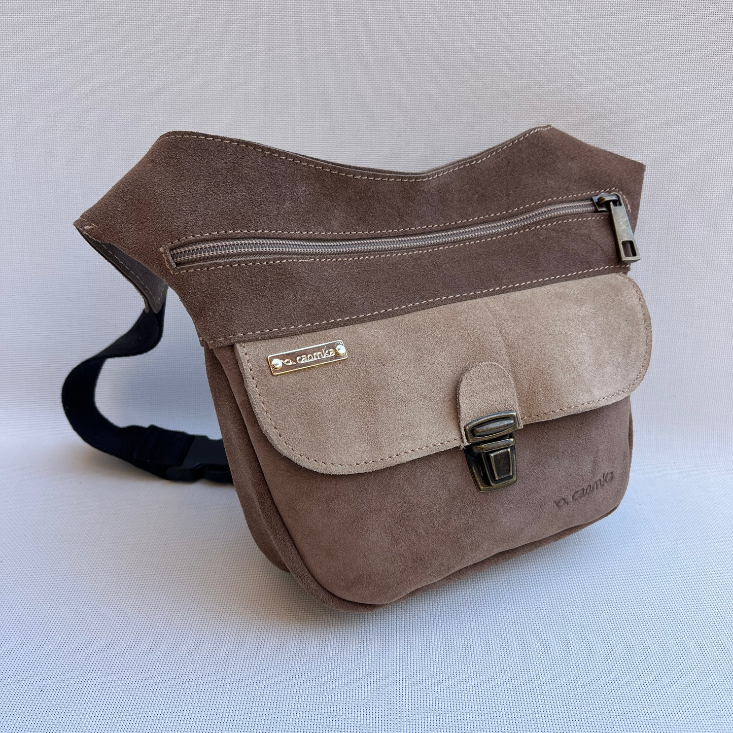 Riñonera "Mini Brown & Beige" · Piel Serraje · Pieza Exclusiva Núm. 14749