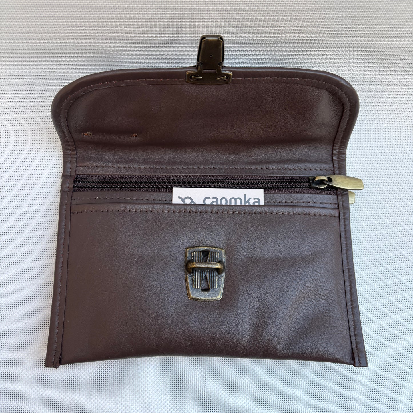 CAOMKA Flat Coin Purse Natural BioCuir® Leather Exclusive Piece No. 13177