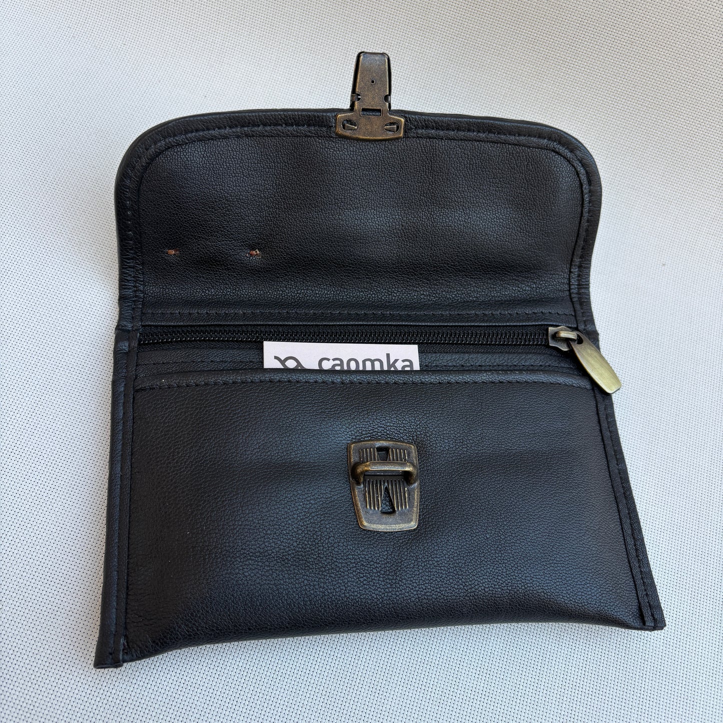 CAOMKA Flat Coin Purse Natural BioCuir® Leather Exclusive Piece No. 13177