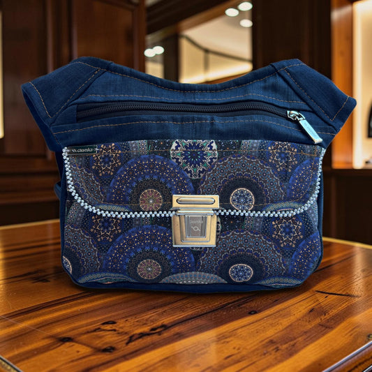 Riñonera Original "Jeans Top" ♻️ Jeans Recycled Mandalas ♻️ · Pieza Única Núm. 19598