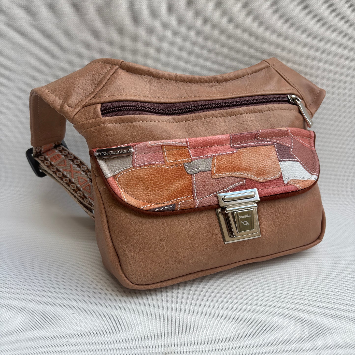 Riñonera "Elegant Patchwork Top" + Bolsillo trasero · Polipiel · Pieza Única Núm. 18049