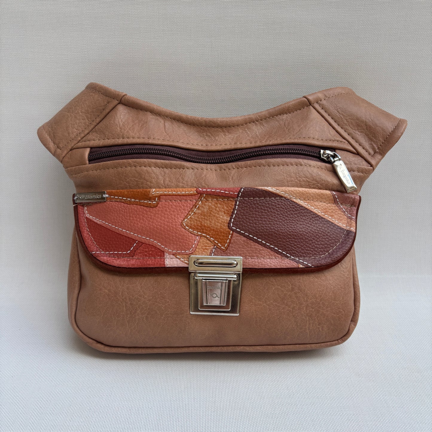 Riñonera "Elegant Patchwork Top" + Bolsillo trasero · Polipiel · Pieza Única Núm. 18022