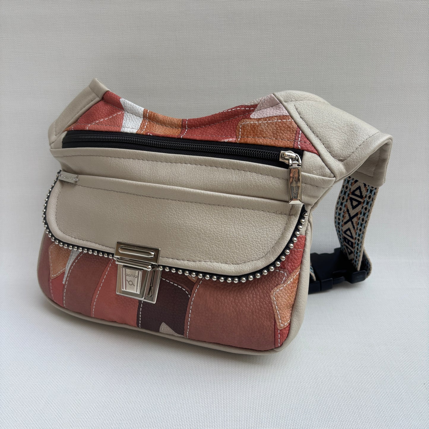 Riñonera "Elegant Patchwork Top" + Bolsillo trasero · Polipiel · Pieza Única Núm. 18021