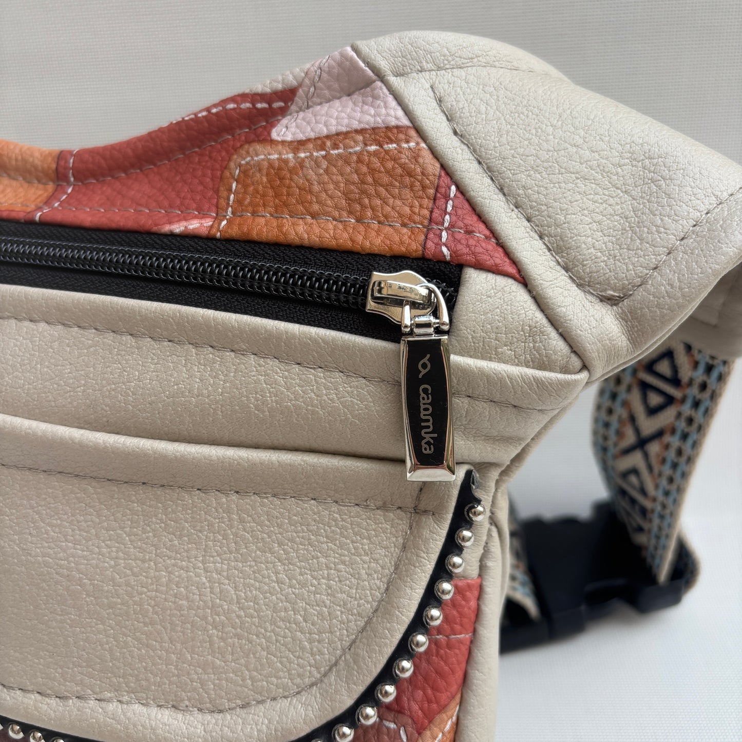 Riñonera "Elegant Patchwork Top" + Bolsillo trasero · Polipiel · Pieza Única Núm. 18021