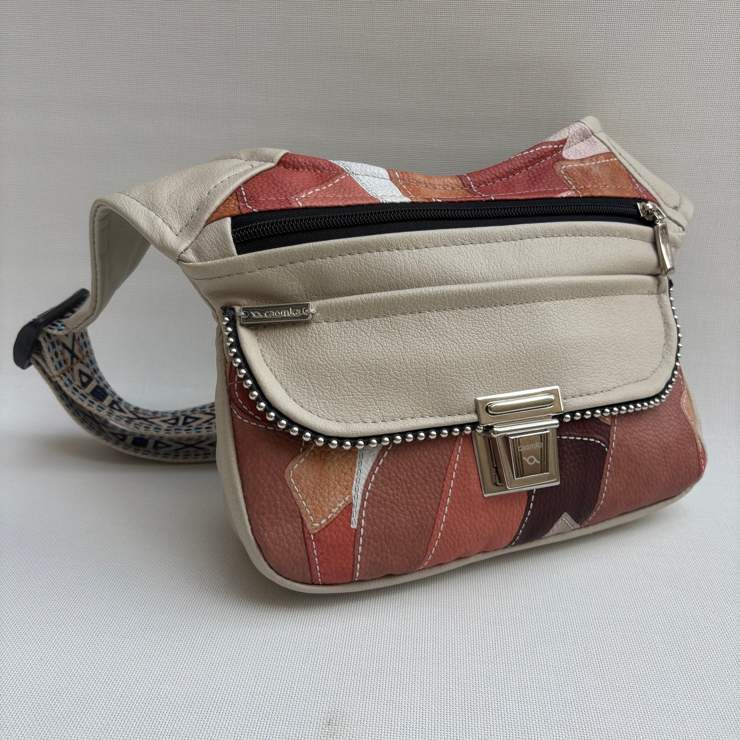 Riñonera "Elegant Patchwork Top" + Bolsillo trasero · Polipiel · Pieza Única Núm. 18021