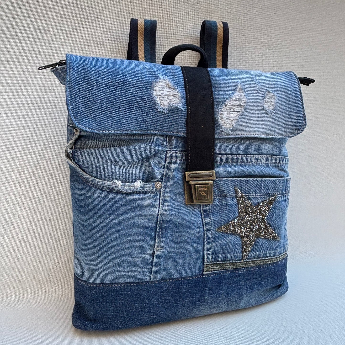 Mochila Top Caomka Recycled ♻️ Jeans · Pieza Única 16481