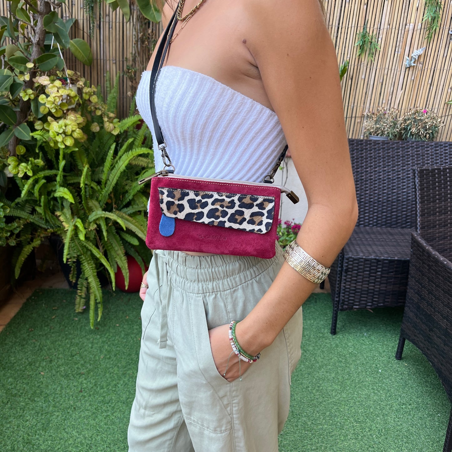 Summer Purple &amp; Mandalas BioCuir® natural leather Unique Piece No. 12009