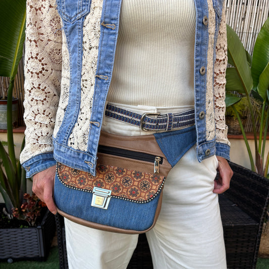 Riñonera "Elegant Cork Jeans Top" · Polipiel · Pieza Única Núm. 17314