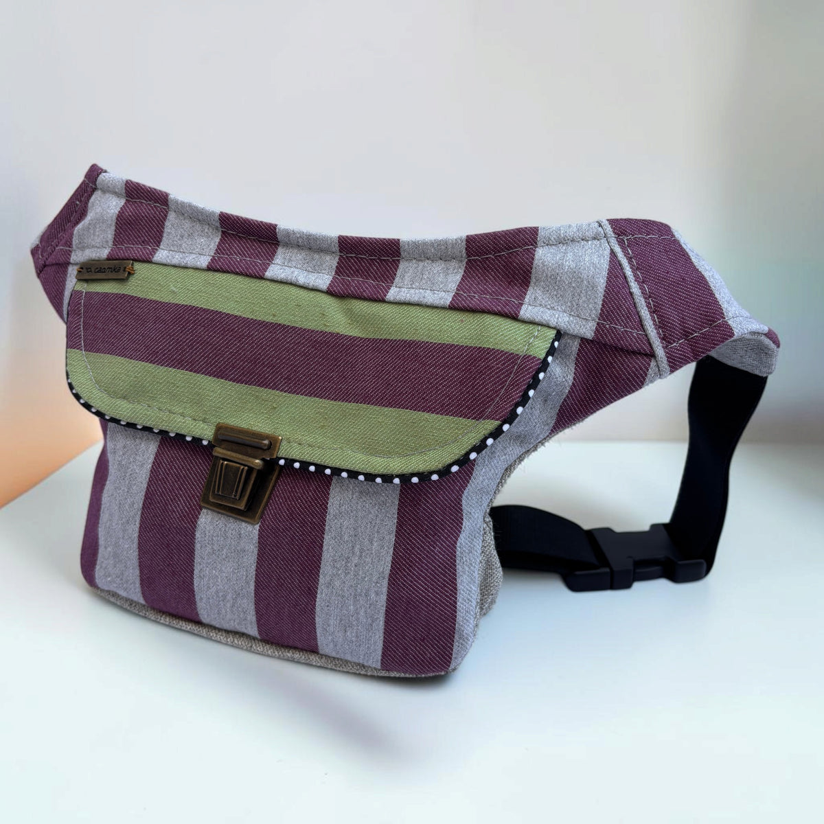 Riñonera Mini "Special Stripes" + Bolsillo trasero extra · Pieza Única Núm. 19654