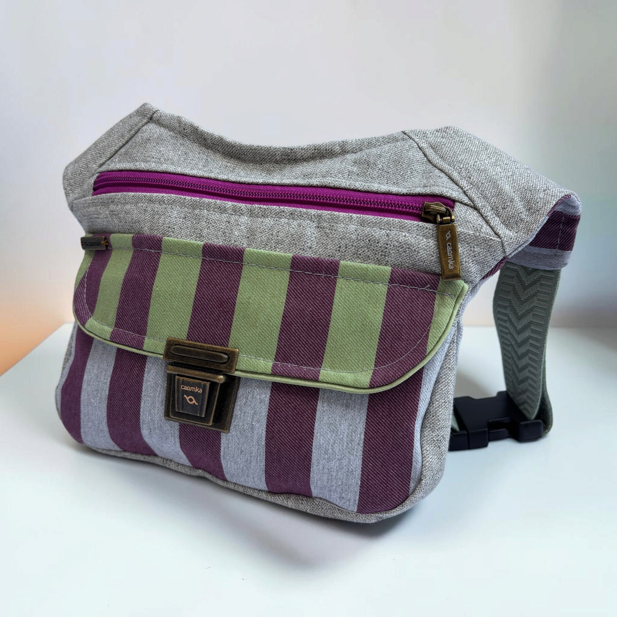 Riñonera Original "Special Olive Purple Top" + Bolsillo trasero · Pieza Única Núm. 19652