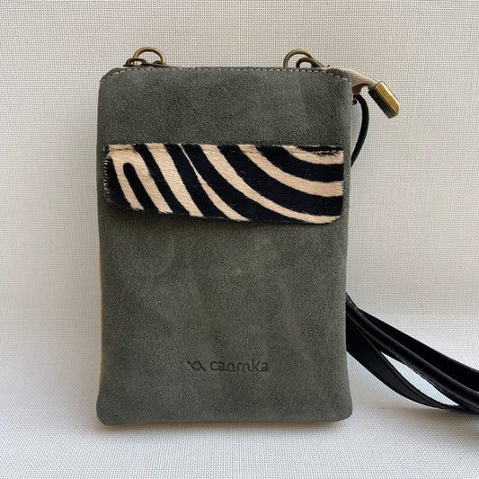 Porta Móvil · Diseño Top Mix · Piel natural · Zebra Print