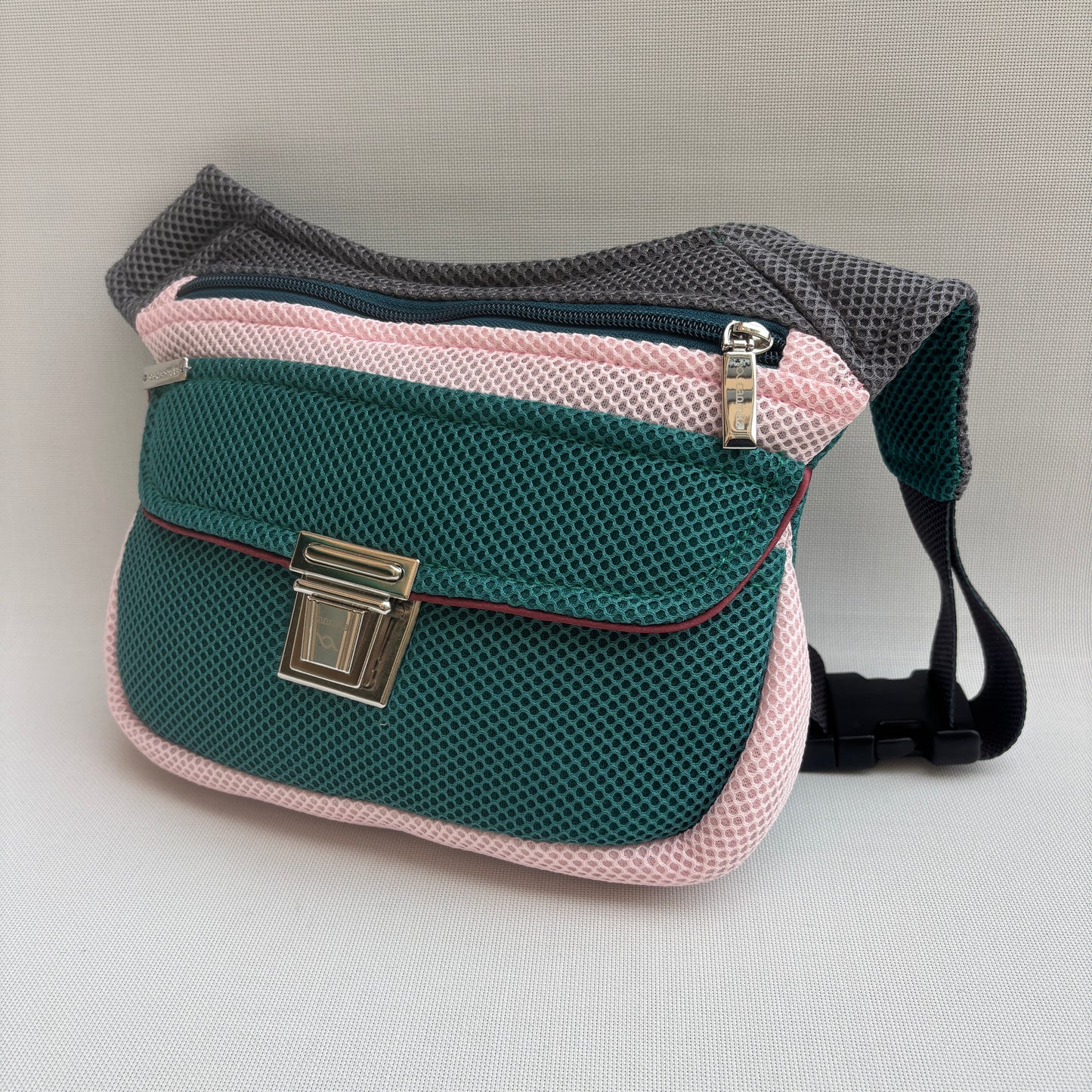 Riñonera "Soft 3D Pink & Green" + Bolsillo trasero · Pieza Única Núm. 18068
