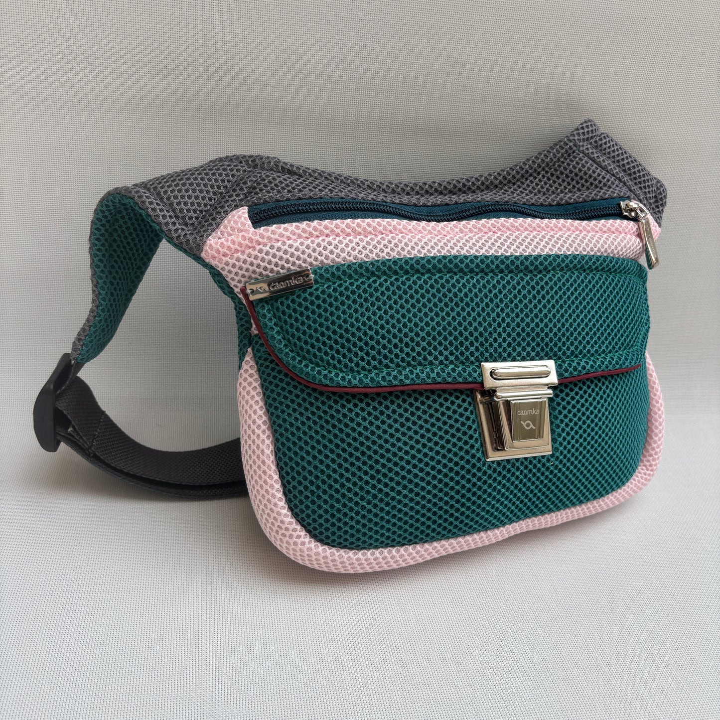 Riñonera "Soft 3D Pink & Green" + Bolsillo trasero · Pieza Única Núm. 18068