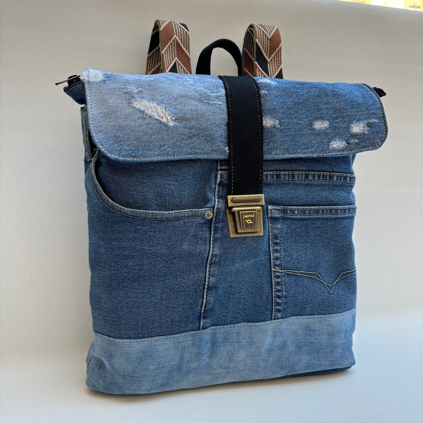 Mochila Top Caomka Recycled ♻️ Jeans · Pieza Única 15686