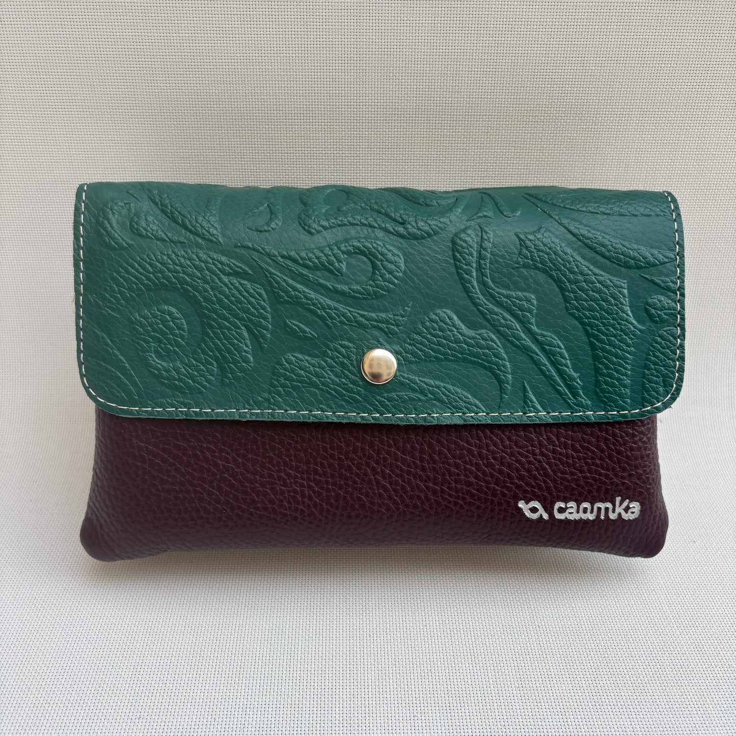 Riñonera multifunción ELEGANT NANO "Green & Burdeos" · Piel · Pieza Exclusiva Núm. 18075