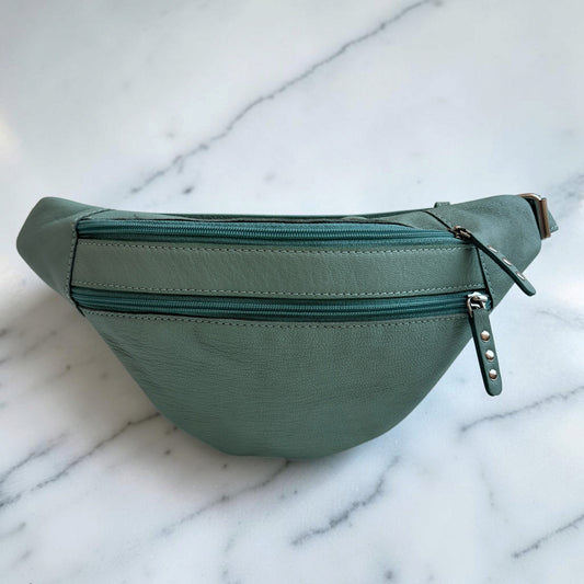 Premium Retro Chic Green BioCuir® Natural Leather Exclusive Piece No. 12639