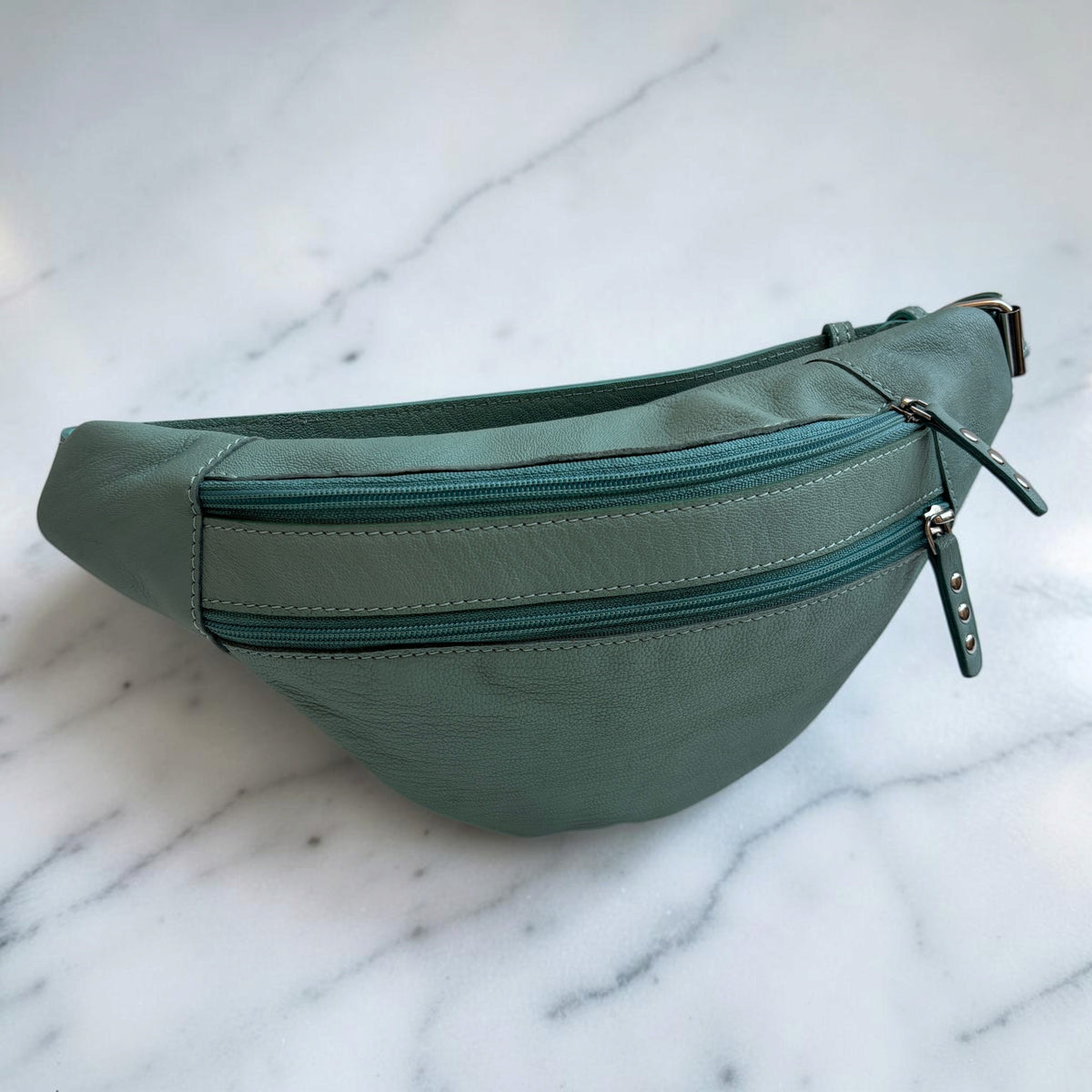 Premium Retro Chic Green BioCuir® Natural Leather Exclusive Piece No. 12639