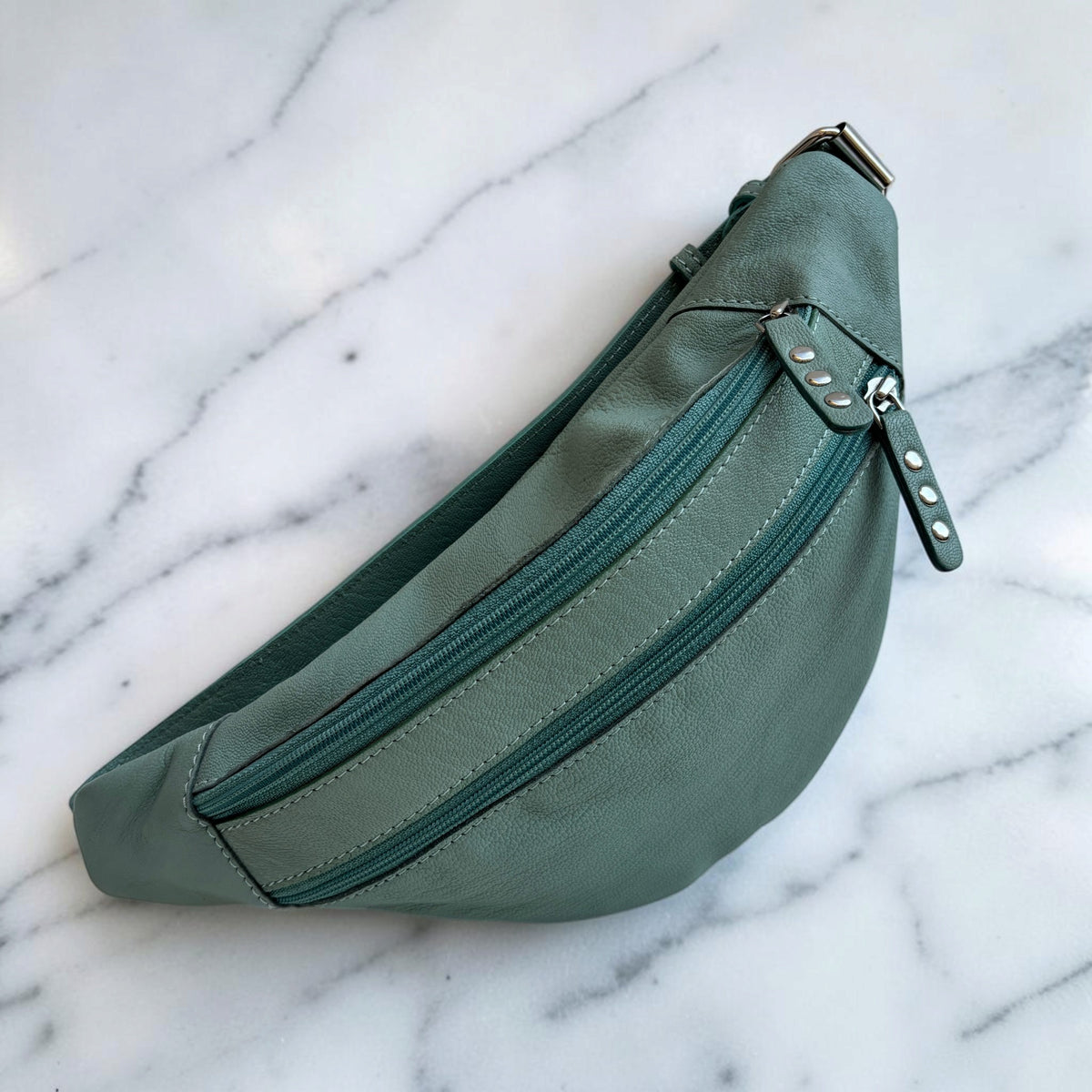 Premium Retro Chic Green BioCuir® Natural Leather Exclusive Piece No. 12639