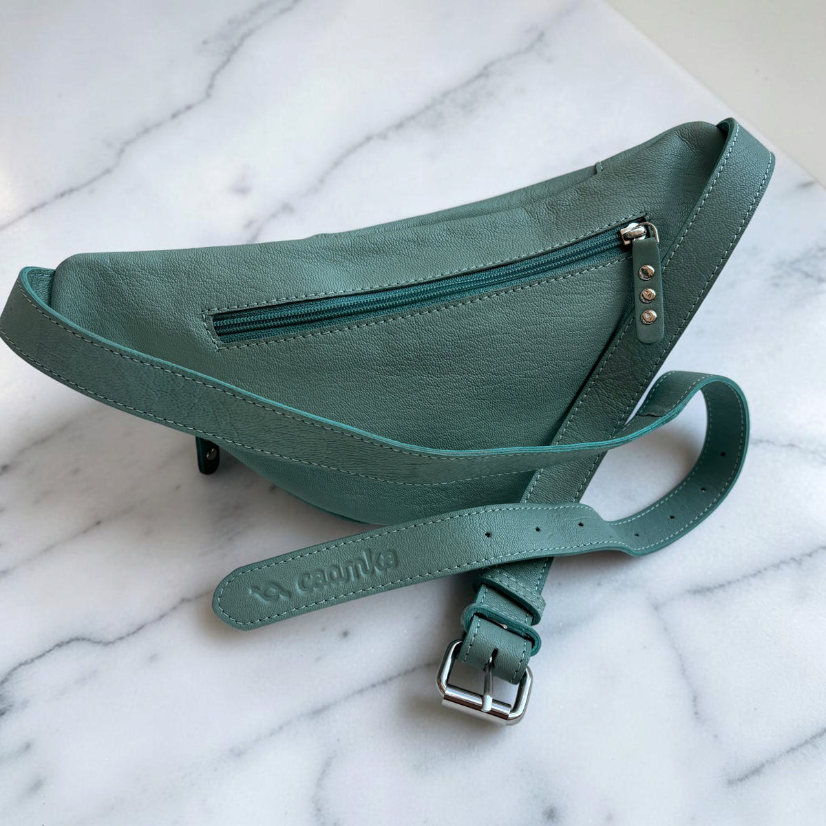 Premium Retro Chic Green BioCuir® Natural Leather Exclusive Piece No. 12639