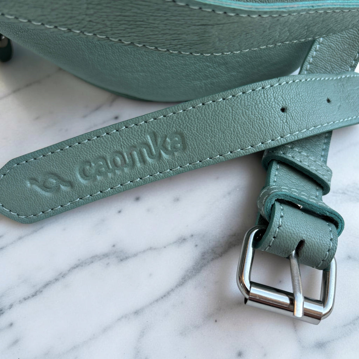Premium Retro Chic Green BioCuir® Natural Leather Exclusive Piece No. 12639