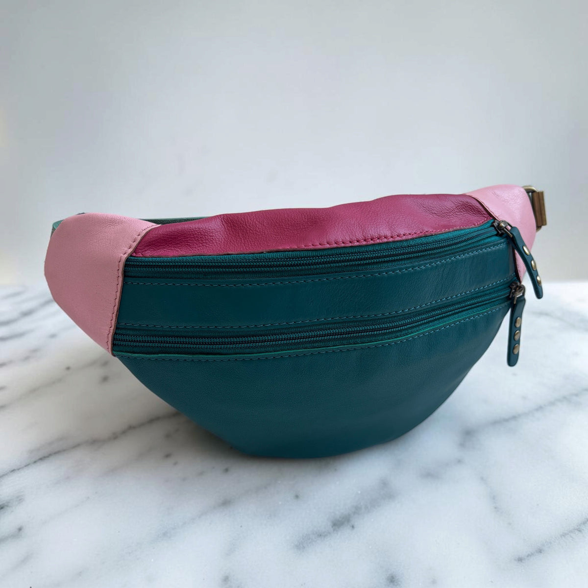 Premium Retro Chic Green BioCuir® Natural Leather Exclusive Piece No. 12639