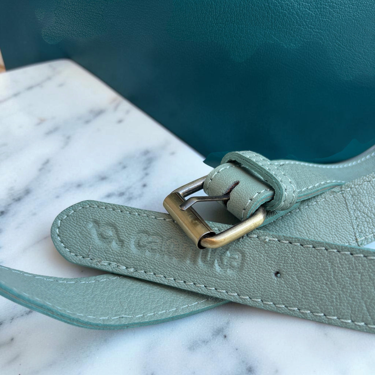 Premium Retro Chic Green BioCuir® Natural Leather Exclusive Piece No. 12639