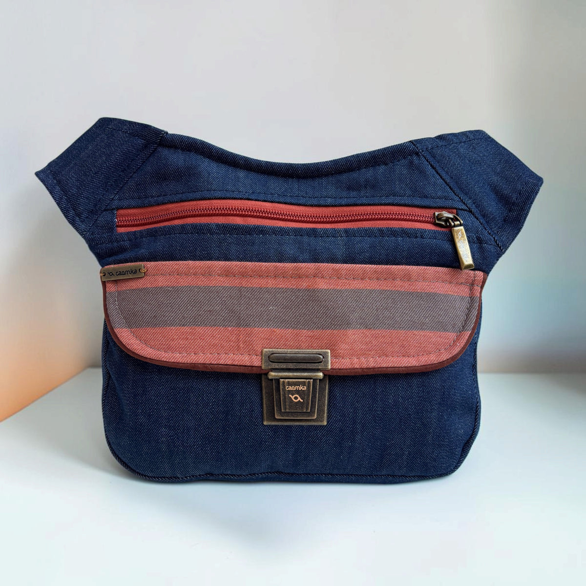 Riñonera Original "Special Denim Terracotta Top" + Bolsillo trasero · Pieza Única Núm. 19641