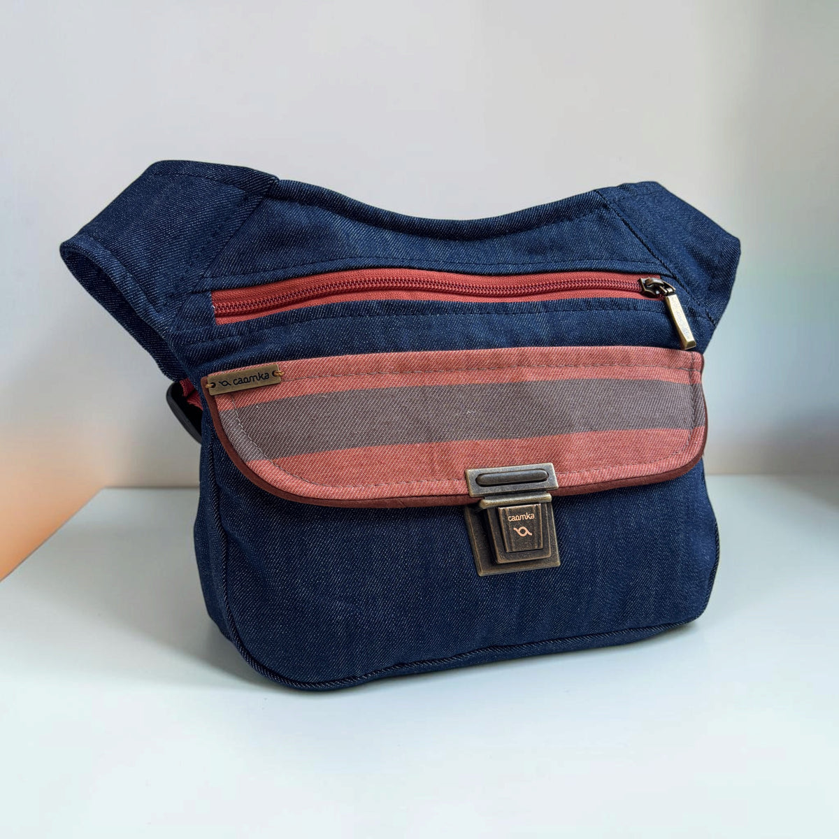 Riñonera Original "Special Denim Terracotta Top" + Bolsillo trasero · Pieza Única Núm. 19641