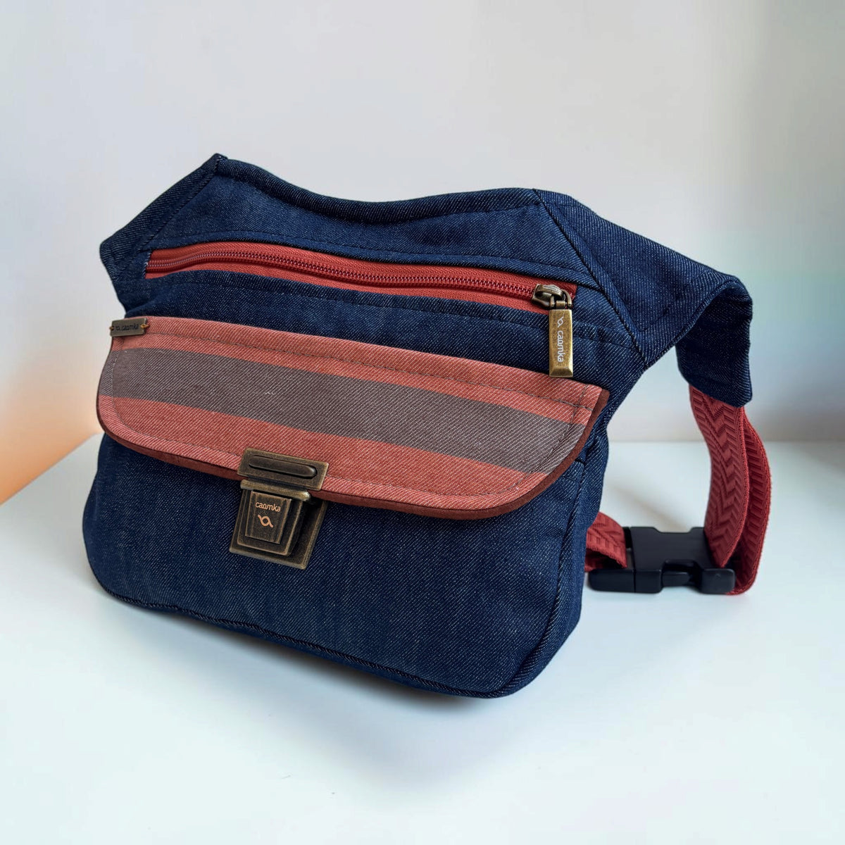 Riñonera Original "Special Denim Terracotta Top" + Bolsillo trasero · Pieza Única Núm. 19641