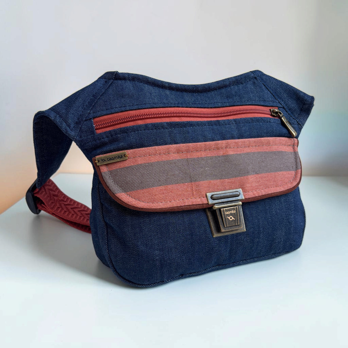 Riñonera Original "Special Denim Terracotta Top" + Bolsillo trasero · Pieza Única Núm. 19641