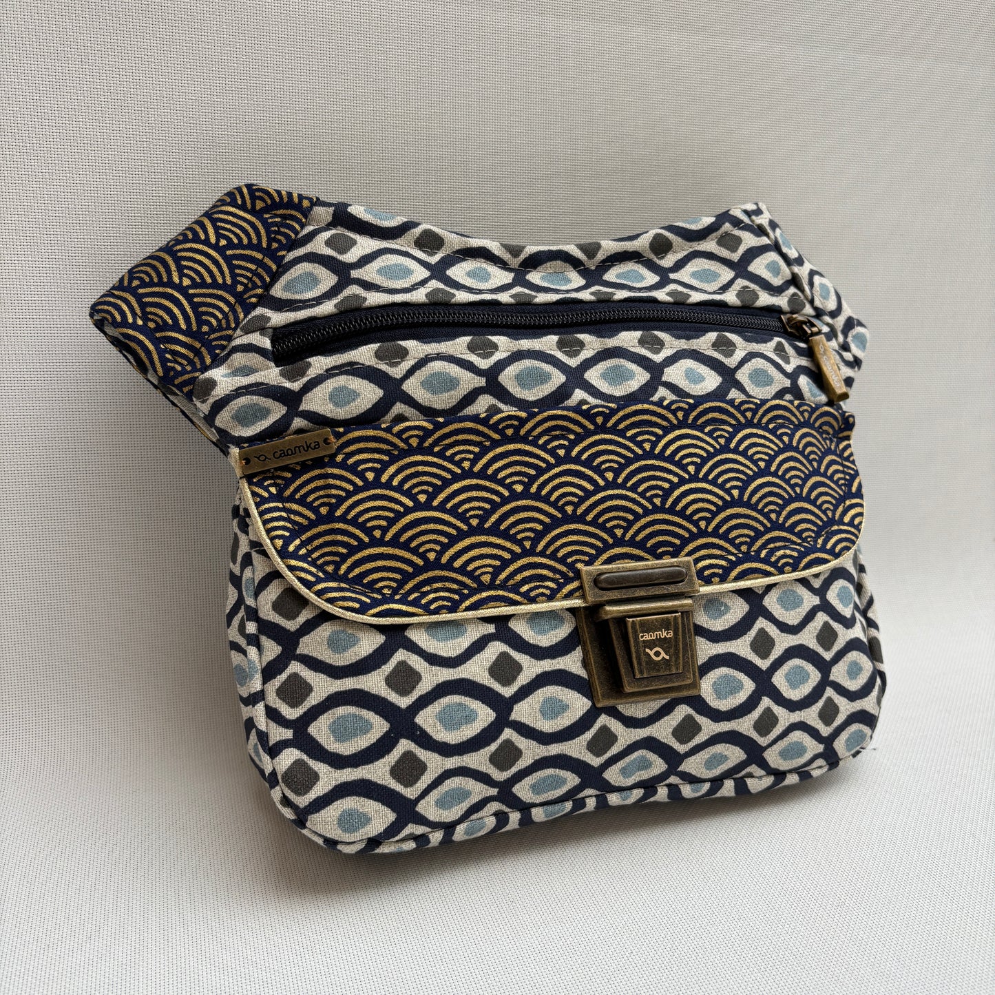 Riñonera "Special Blue Kyoto Waves" + Bolsillo trasero · Pieza Única Núm. 18129