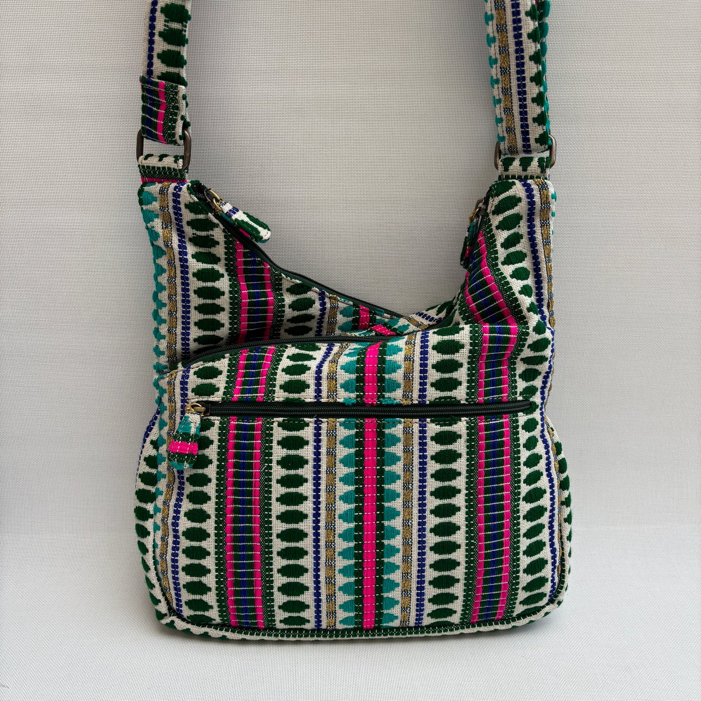 Bolso Bandolera Súper Caomka "Green Boho Bloom" · Pieza Única Núm. 18804