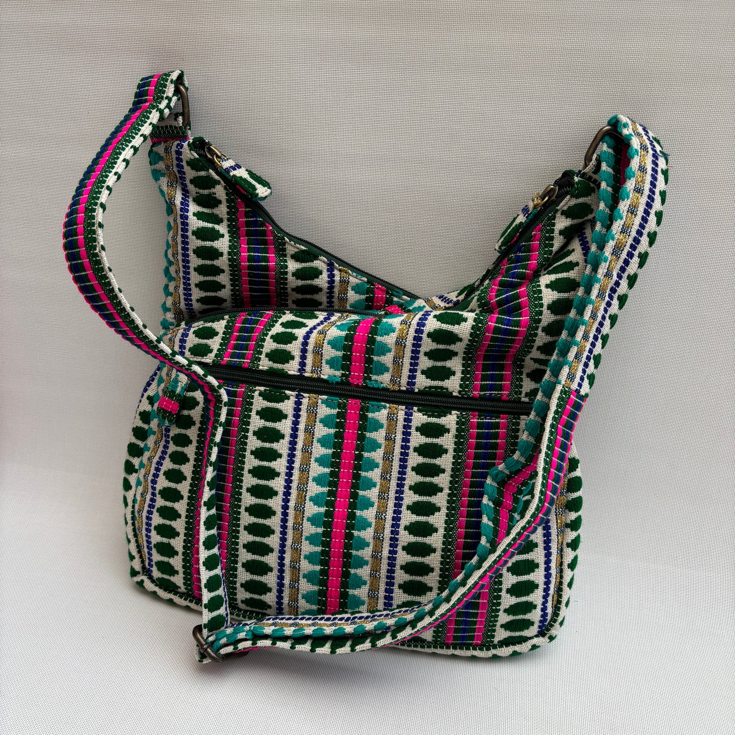 Bolso Bandolera Súper Caomka "Green Boho Bloom" · Pieza Única Núm. 18804