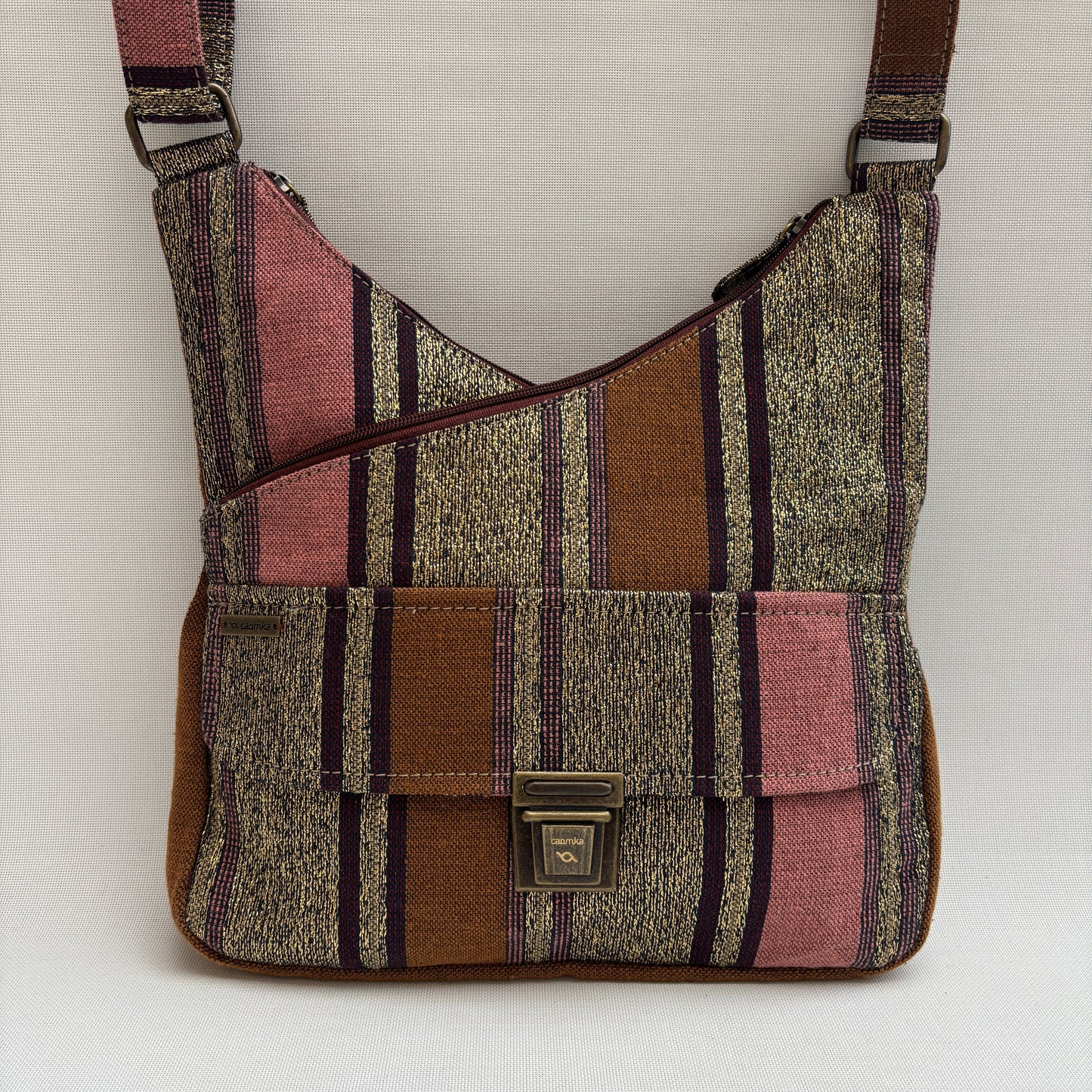 Bolso Bandolera Súper Caomka "Golden Earth Stripes" · Pieza Única Núm. 18798