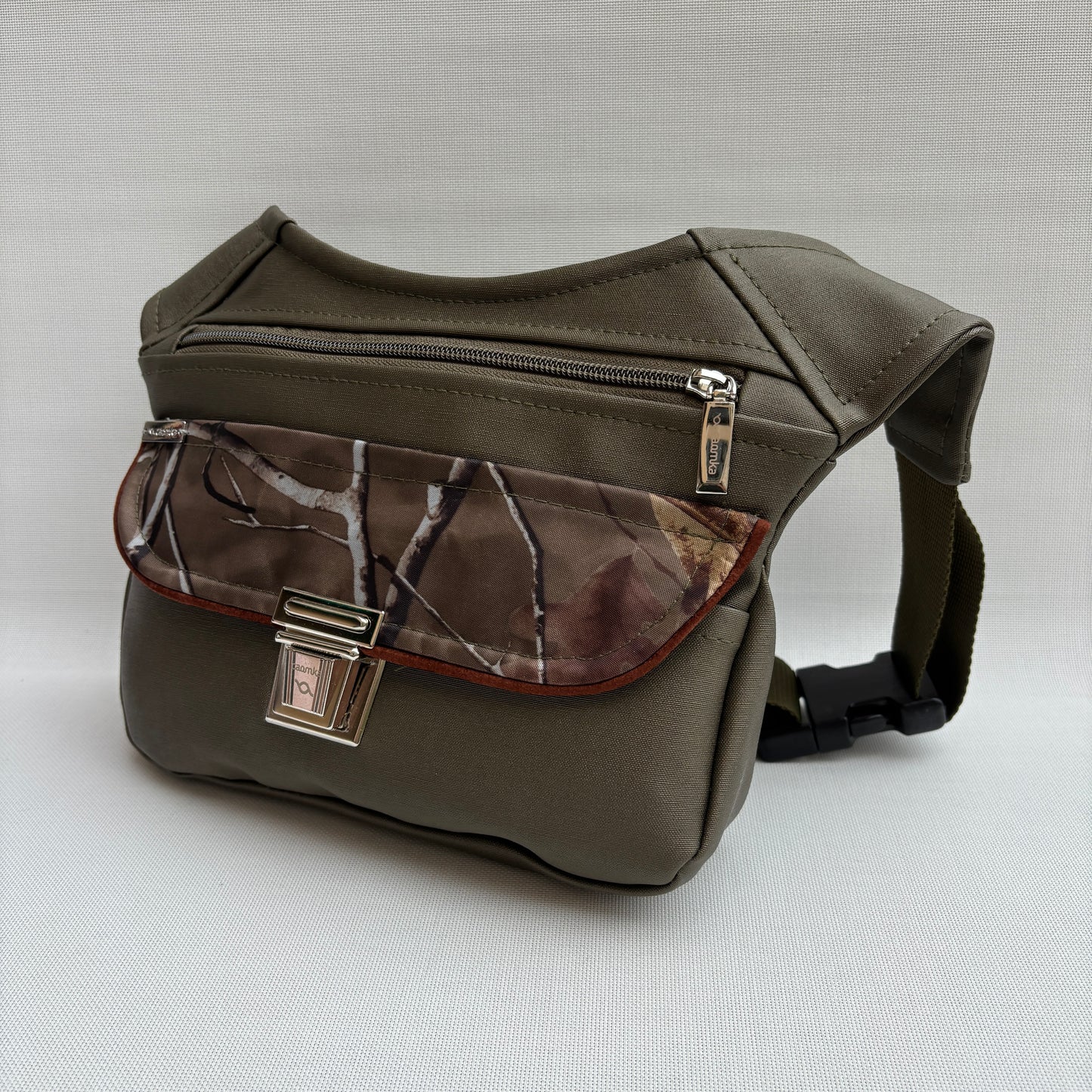 Riñonera "Autumn Green" + Bolsillo trasero · Polipiel · Pieza Única Núm. 18187